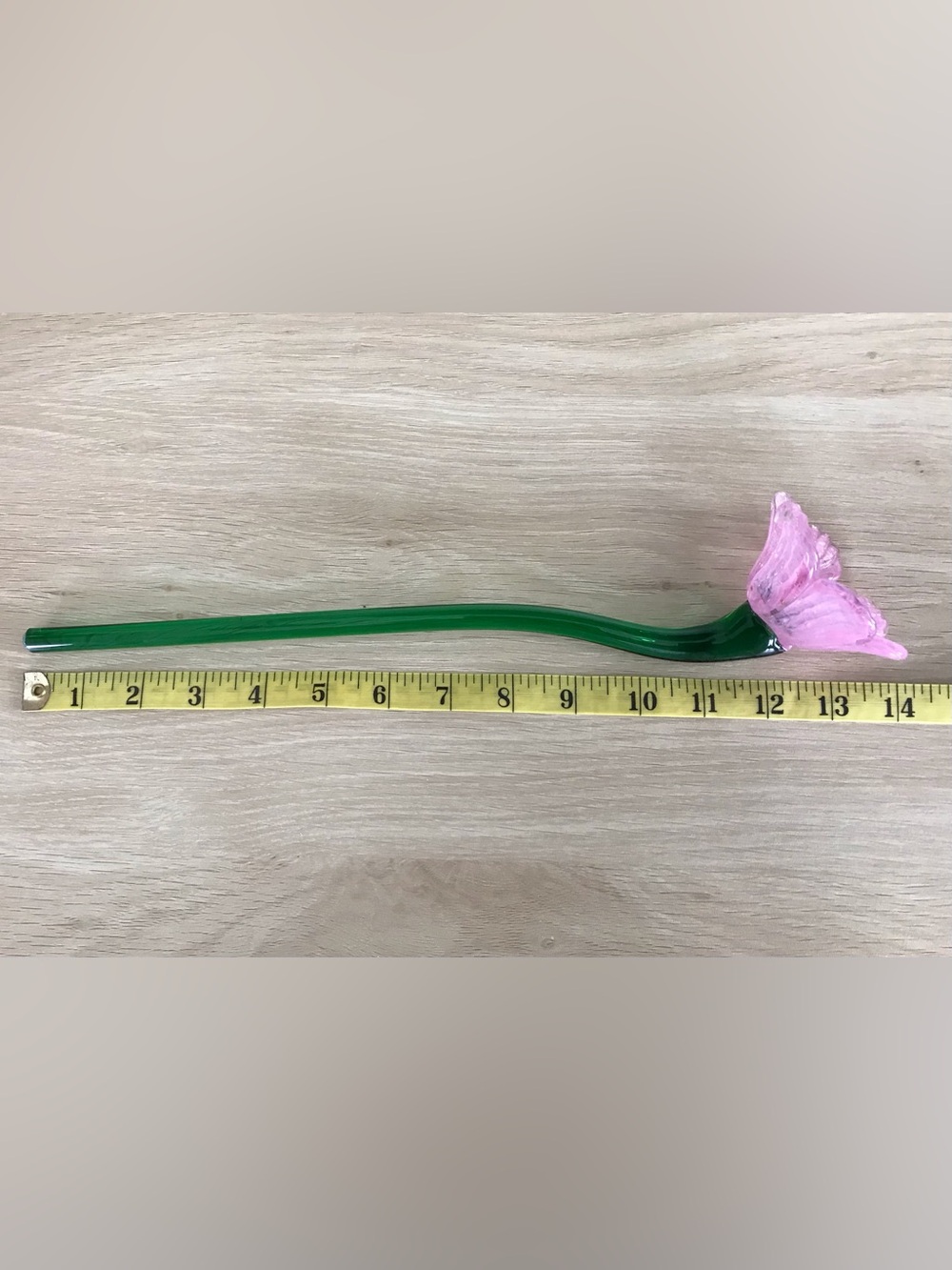 HANDBLOWN Glass Pink Flower Stem - Picture 4 of 4
